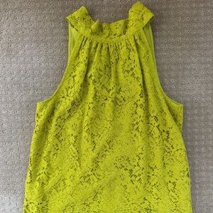 J. Crew Lace Halter Tank Top, Lime Green, Size Small